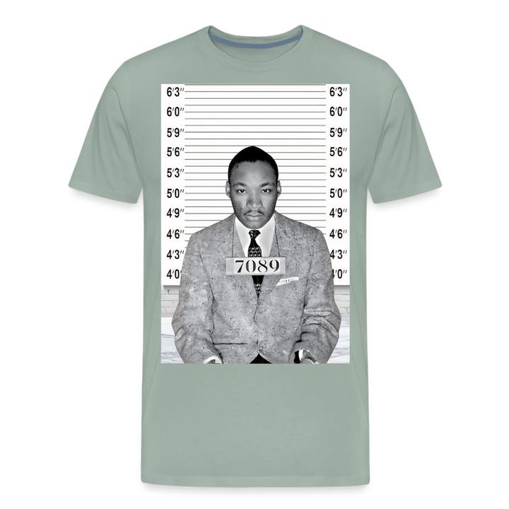 Martin Luther King Jr. Mugshot Shirt | Premium Mens Graphic Tee - steel green