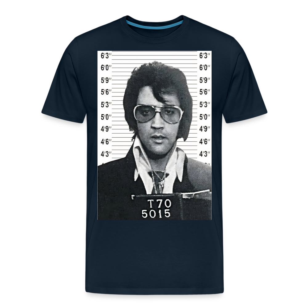 Elvis Mugshot Shirt | Premium Mens Graphic Tee - deep navy