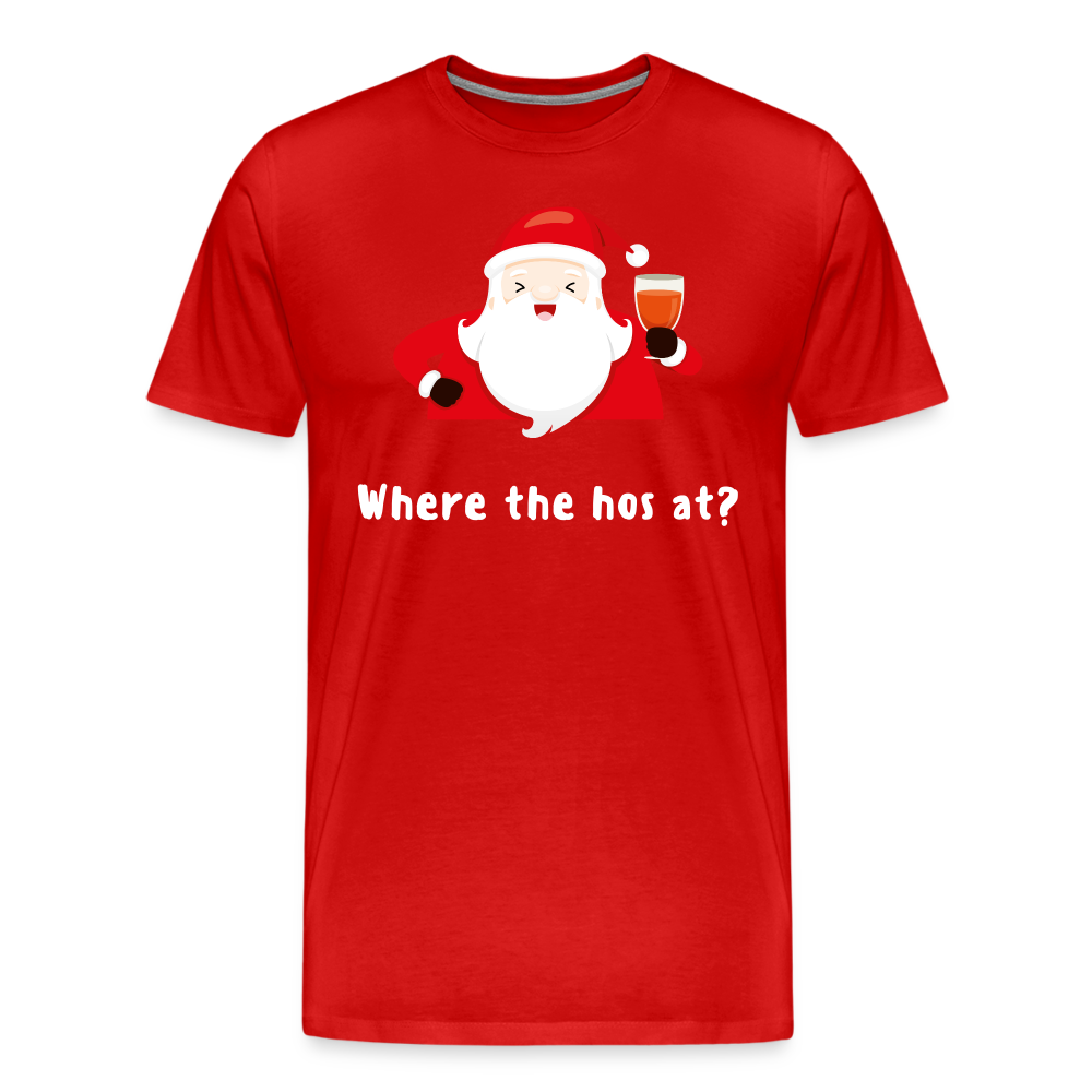 Where The Hos At Shirt | Premium Mens Graphic Tee - red