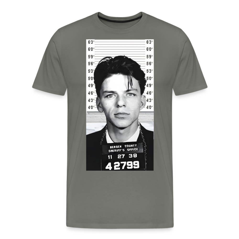 Frank Sinatra Mugshot | Premium Mens Graphic Tee - asphalt gray