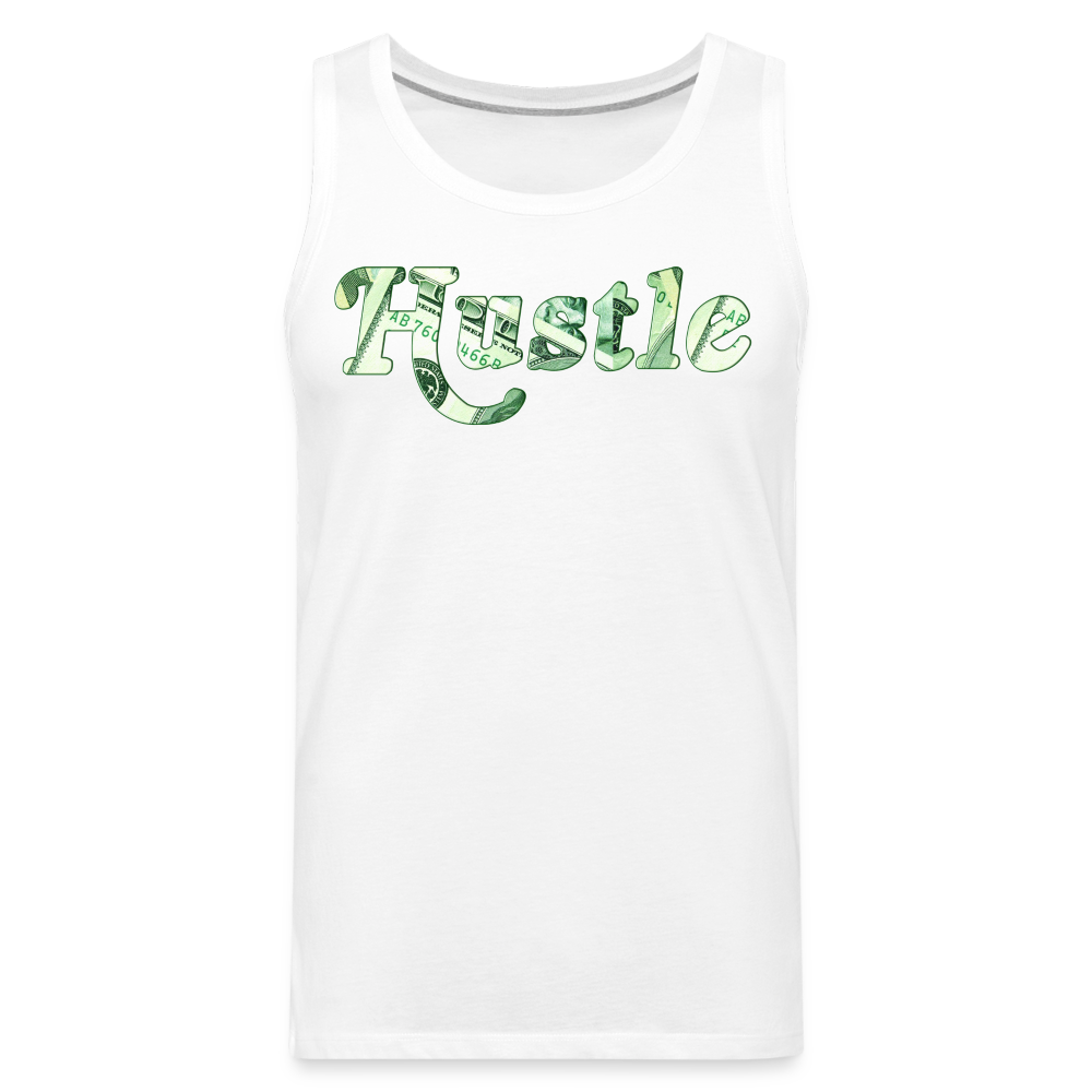 Hustle Tank | Premium Mens Graphic Muscle Shirt - white