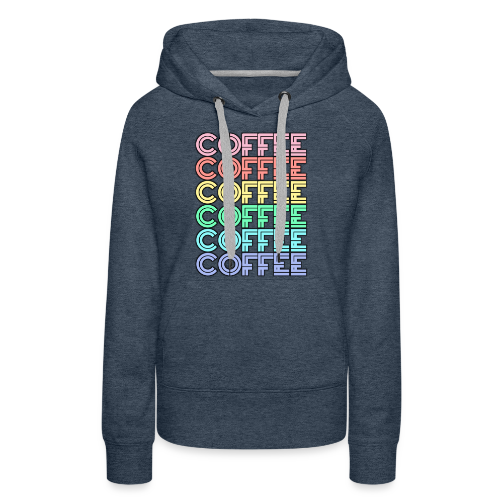 Coffee Hoodie | Premium Womens Graphic Sweatshirt - heather denim