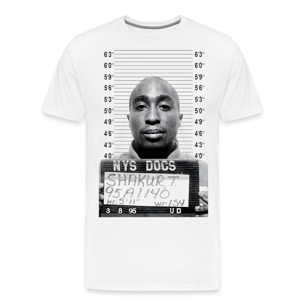 Tupac Mugshot Shirt | Premium Mens Graphic Tee - white