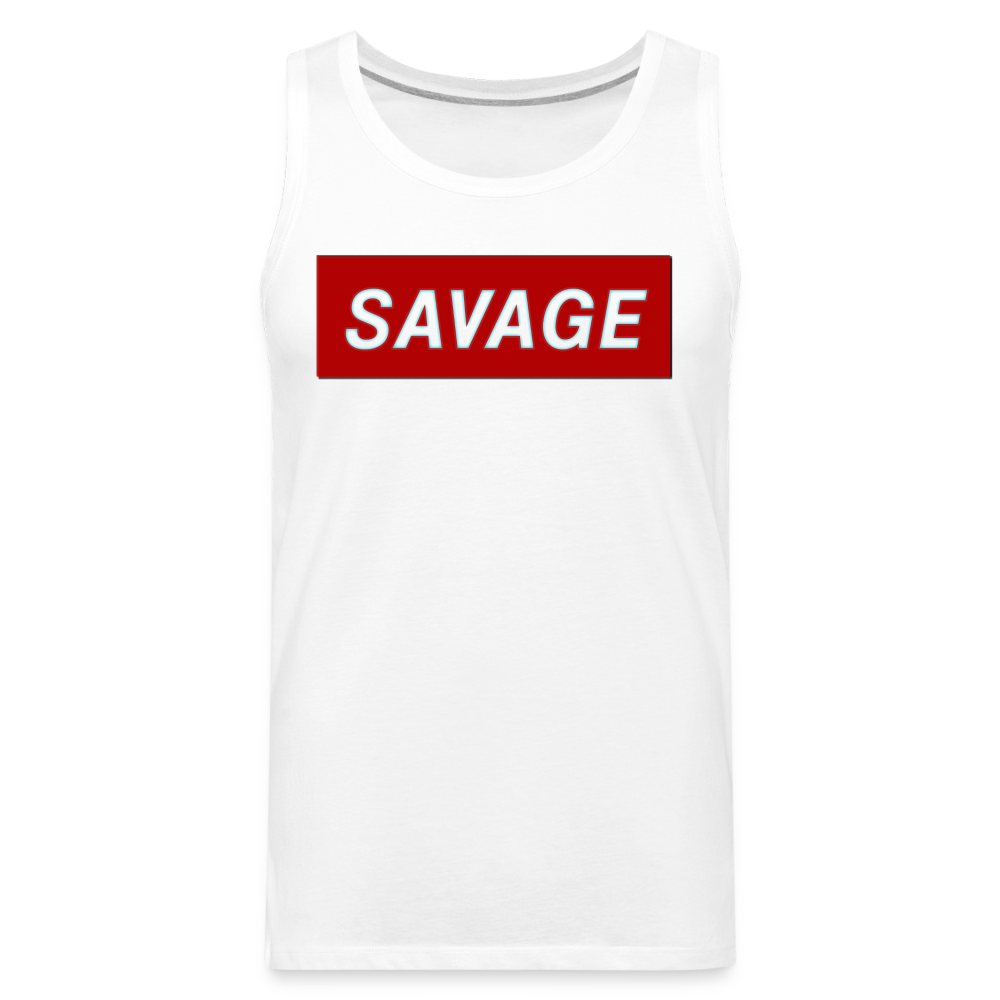 Savage Tank | Premium Mens Graphic Muscle Shirt - white