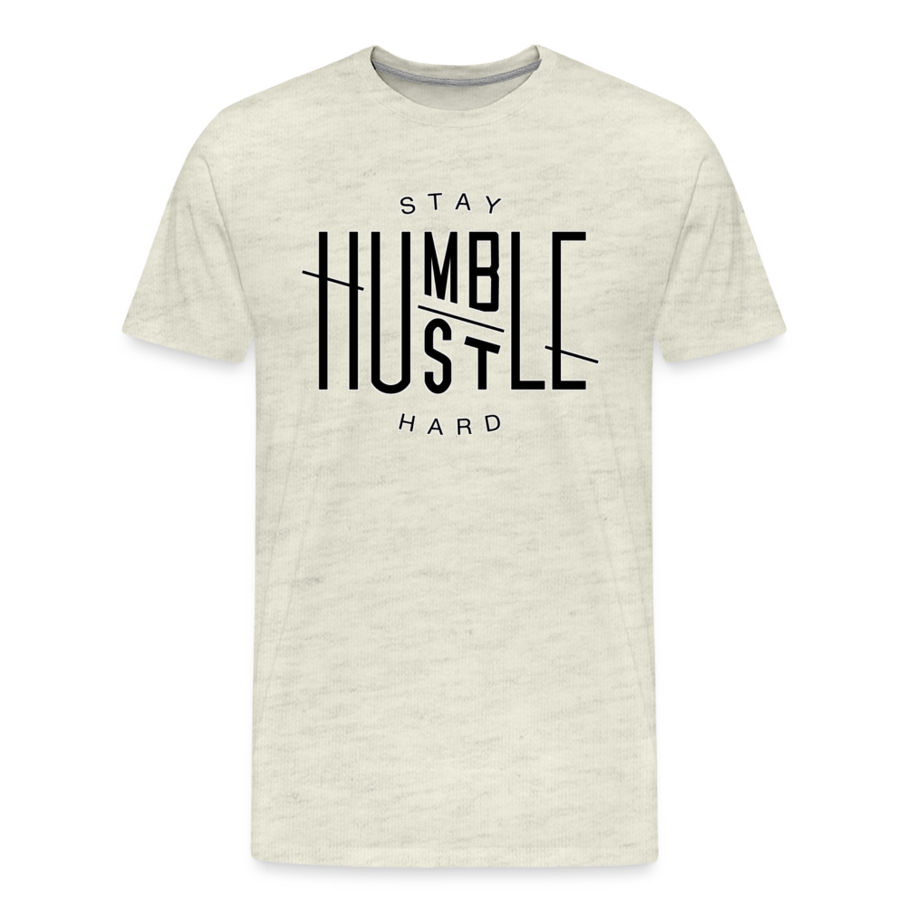 Hustle Hard Shirt | Premium Mens Graphic Tee - heather oatmeal