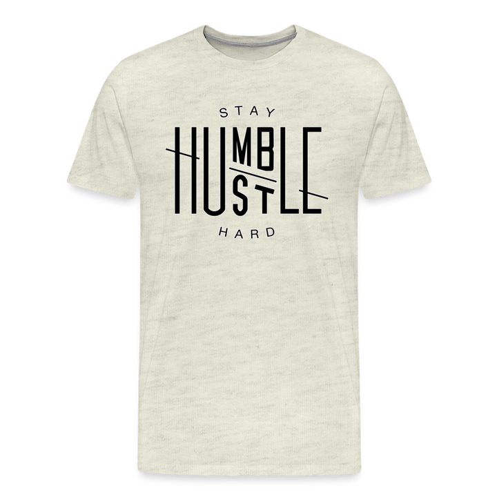 Hustle Hard Shirt | Premium Mens Graphic Tee - heather oatmeal