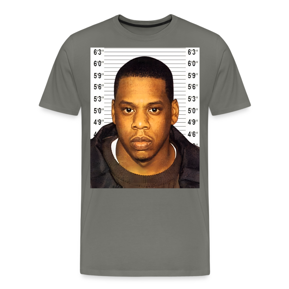 Jay-Z Mugshot Shirt | Premium Mens Graphic Tee - asphalt gray