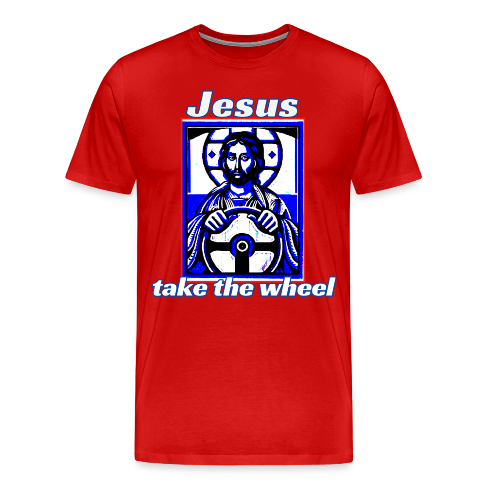 Jesus Take The Wheel Shirt | Premium Mens Graphic Tee - red