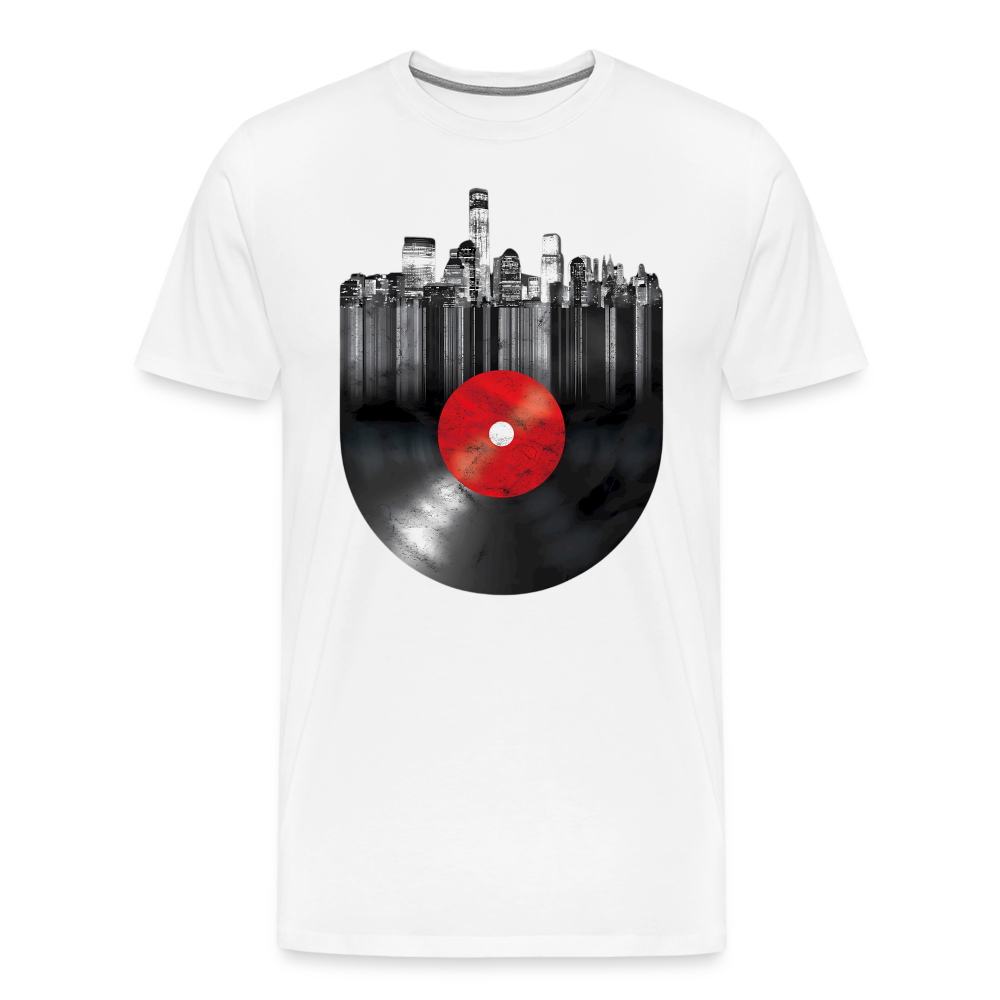 Record City Skyline v3 Shirt | Premium Mens Graphic Tee - white