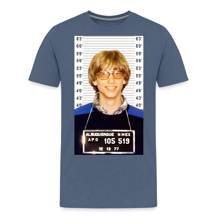 Bill Gates Mugshot Shirt | Premium Mens Graphic Tee - heather blue