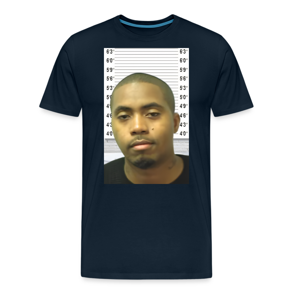 Nas Mugshot Shirt | Premium Mens Graphic Tee - deep navy