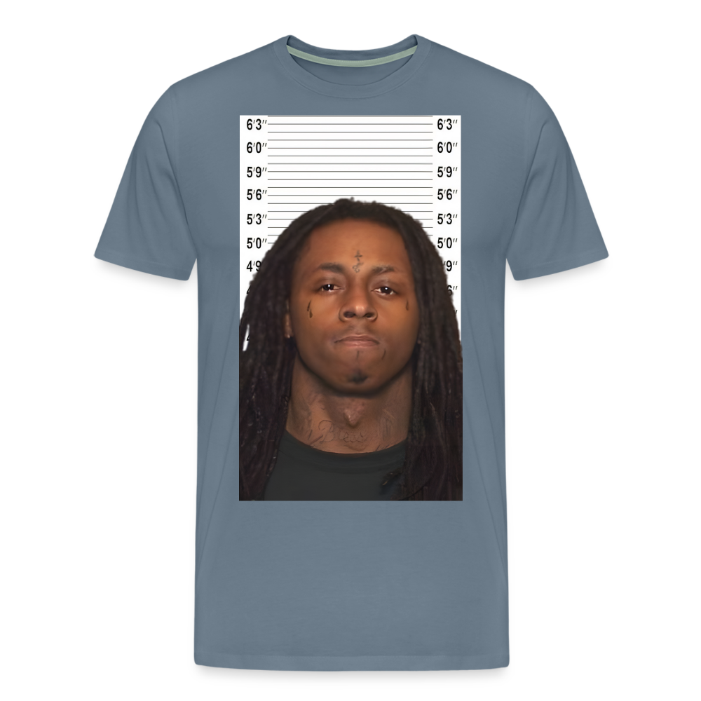 Lil Wayne Mugshot Shirt | Premium Mens Graphic Tee - steel blue