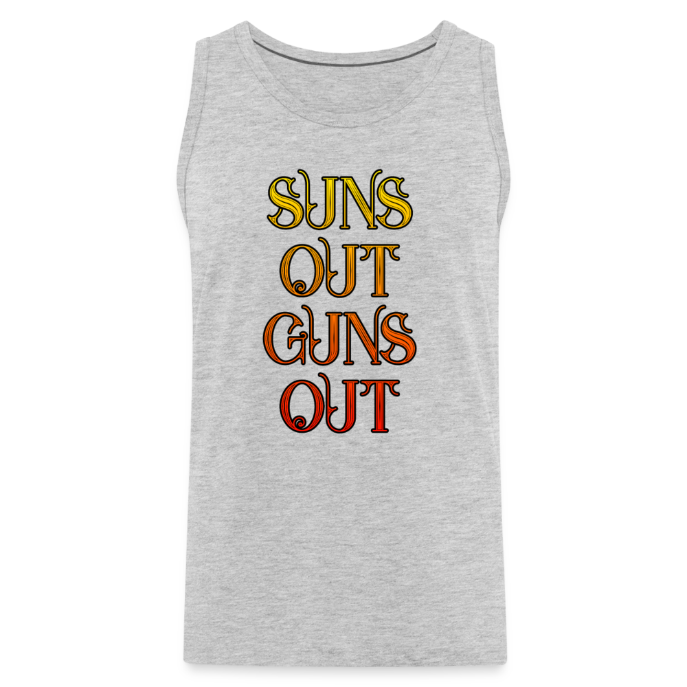 Suns Out Guns Out Tank | Premium Mens Graphic Muscle Shirt - heather gray