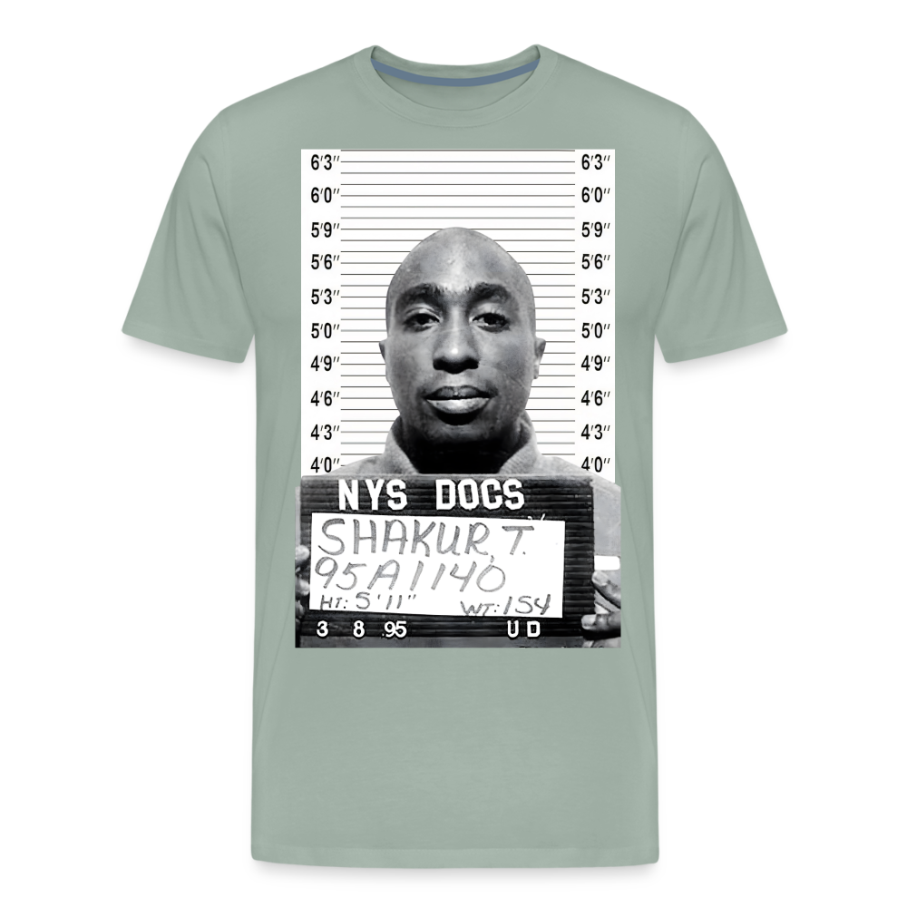 Tupac Mugshot Shirt | Premium Mens Graphic Tee - steel green