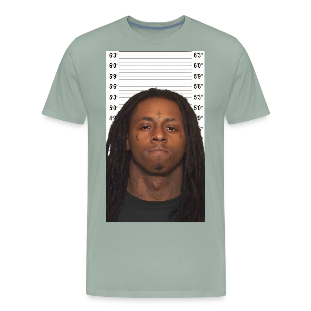 Lil Wayne Mugshot Shirt | Premium Mens Graphic Tee - steel green