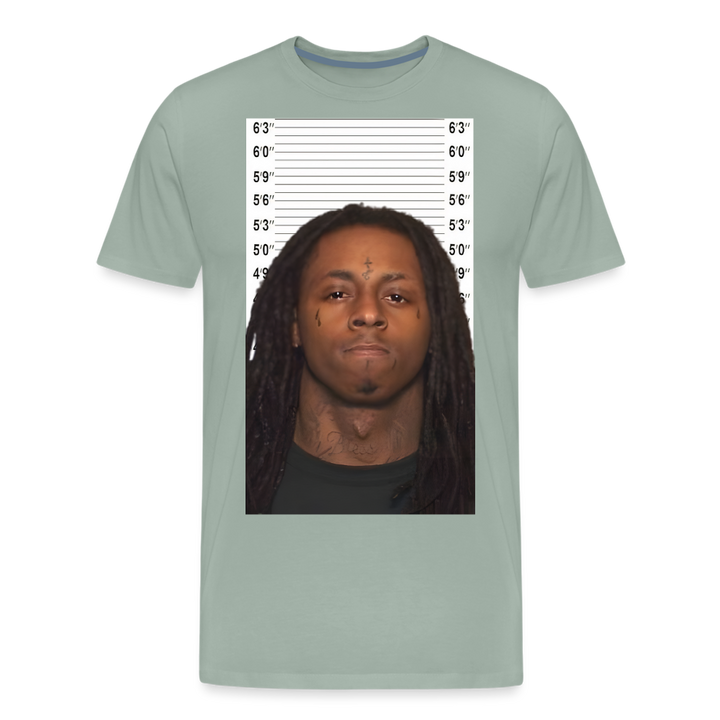 Lil Wayne Mugshot Shirt | Premium Mens Graphic Tee - steel green