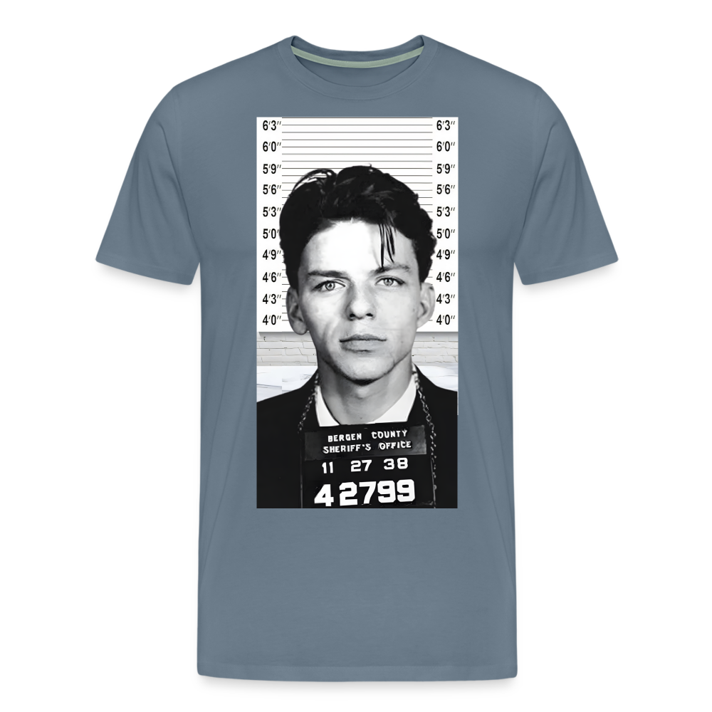 Frank Sinatra Mugshot | Premium Mens Graphic Tee - steel blue