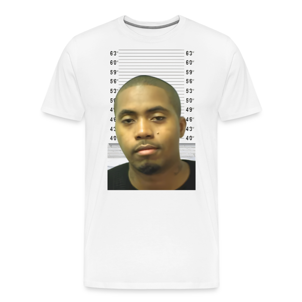 Nas Mugshot Shirt | Premium Mens Graphic Tee - white