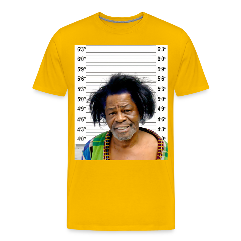 James Brown Mugshot Shirt | Premium Mens Graphic Tee - sun yellow