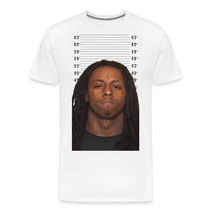 Lil Wayne Mugshot Shirt | Premium Mens Graphic Tee - white