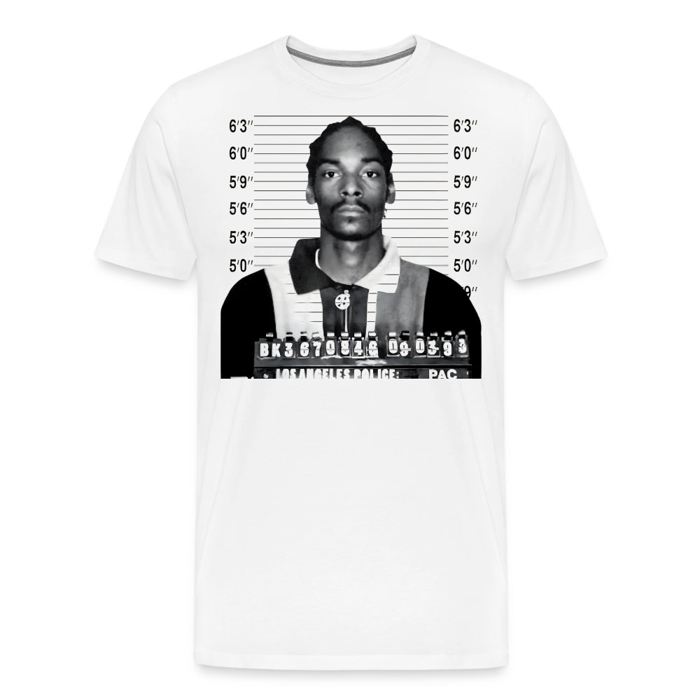 Snoop Dogg Mugshot Shirt | Premium Mens Graphic Tee - white