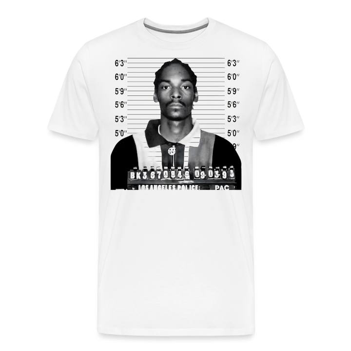 Snoop Dogg Mugshot Shirt | Premium Mens Graphic Tee - white