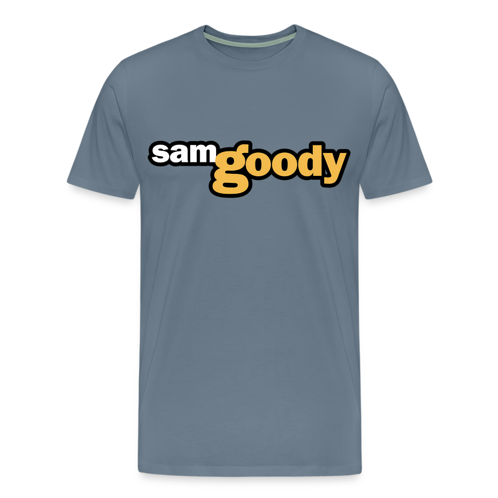 Sam Goody Shirt | Premium Mens Graphic Tee - steel blue