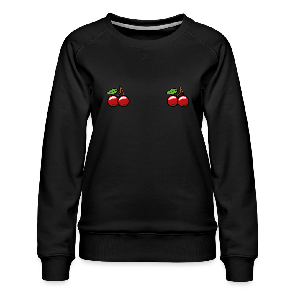 Cherries Sweatshirt | Premium Womens Graphic Sweatshirt - black