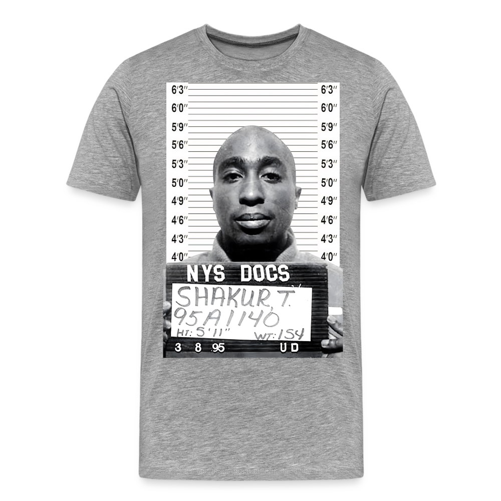 Tupac Mugshot Shirt | Premium Mens Graphic Tee - heather gray