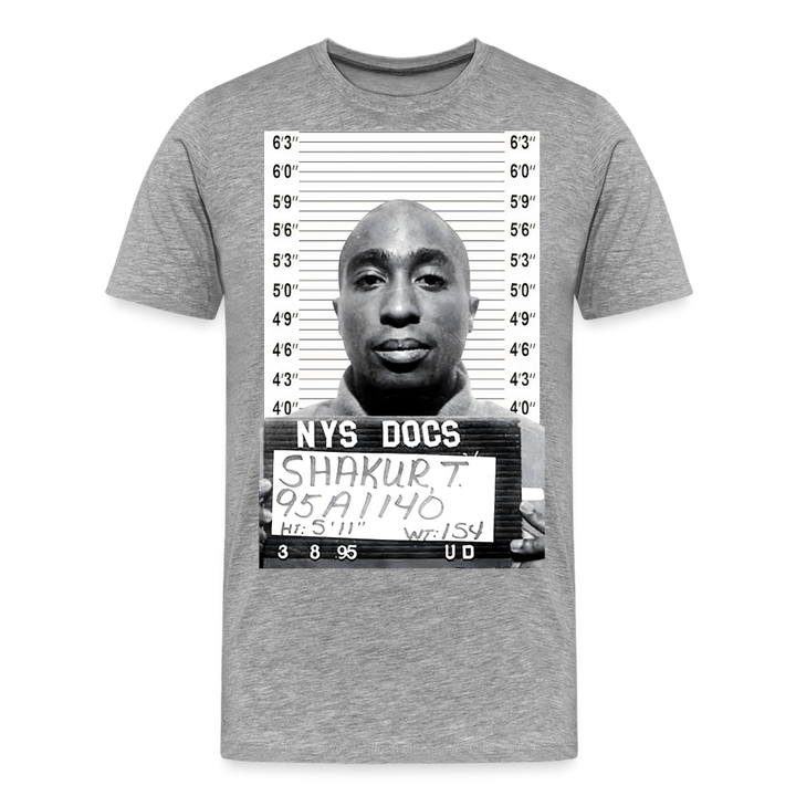 Tupac Mugshot Shirt | Premium Mens Graphic Tee - heather gray