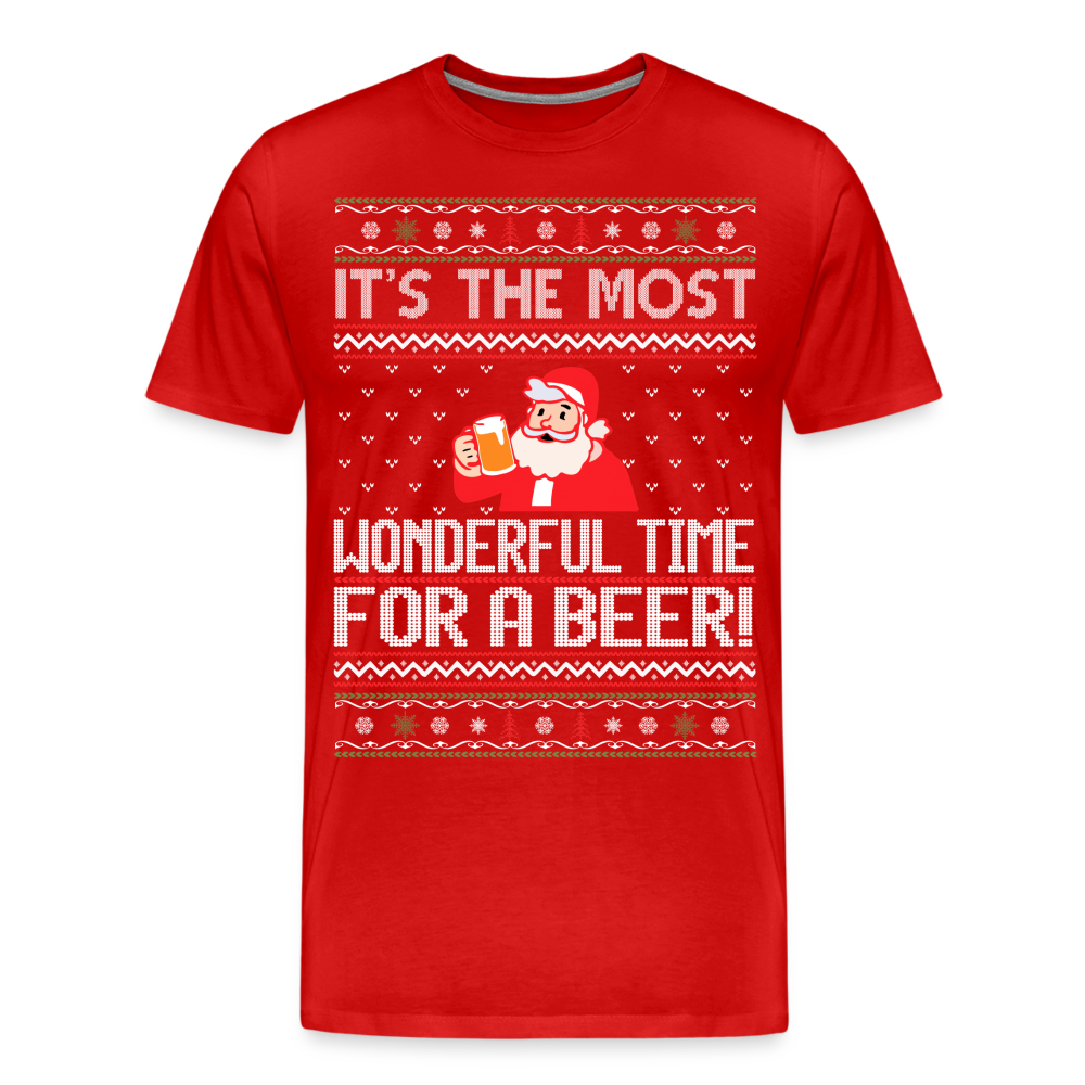 It's the Most Wonderful Time for a Beer Shirt | Premium Mens Graphic Tee - red