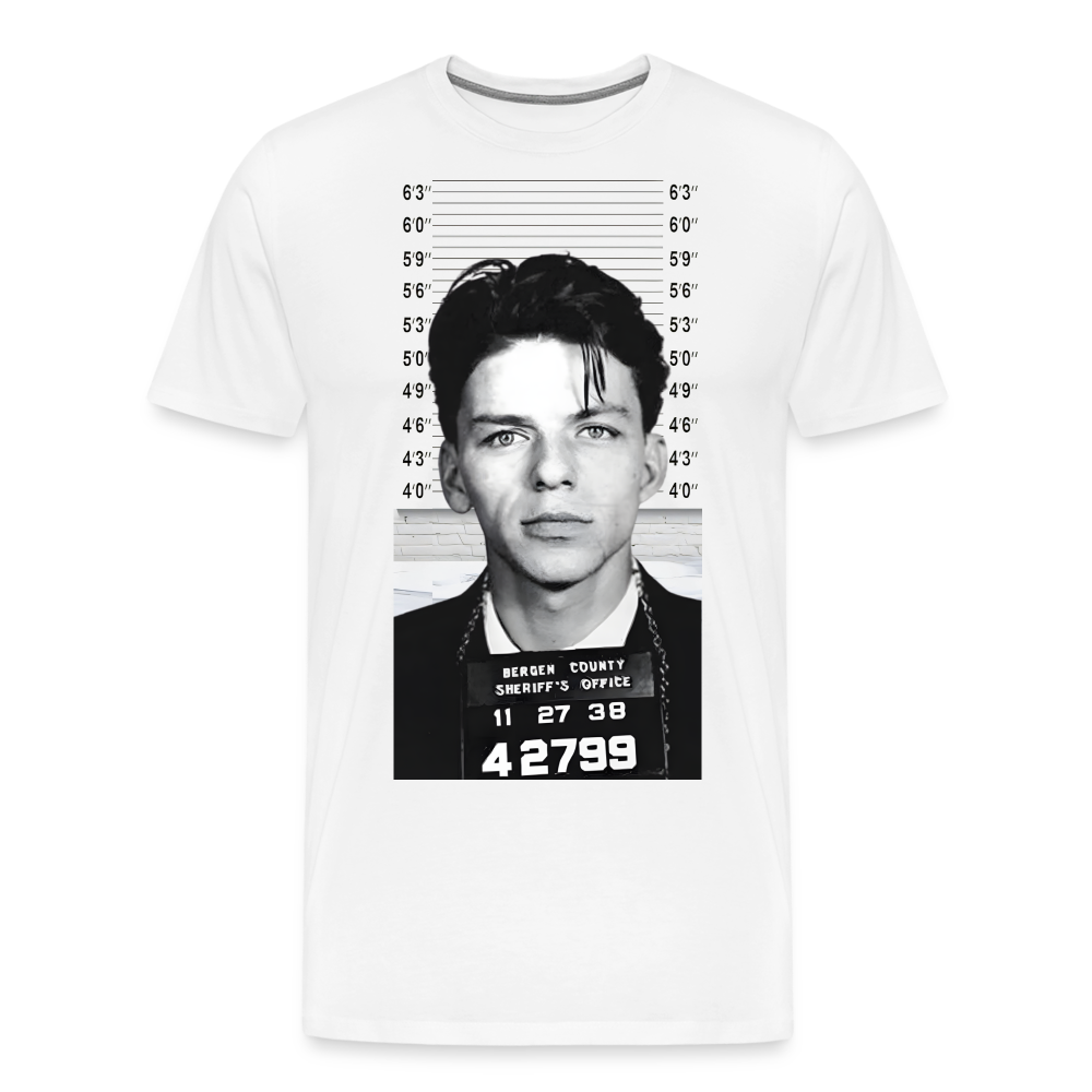 Frank Sinatra Mugshot | Premium Mens Graphic Tee - white