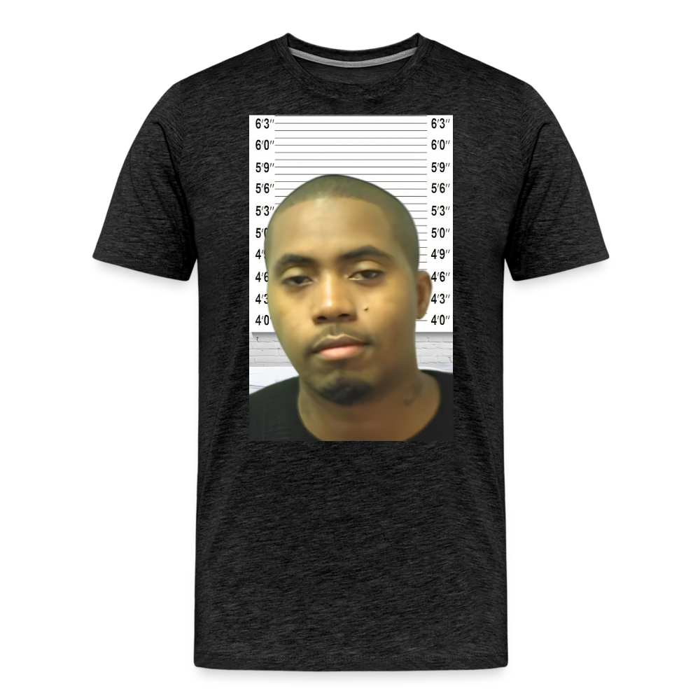 Nas Mugshot Shirt | Premium Mens Graphic Tee - charcoal grey