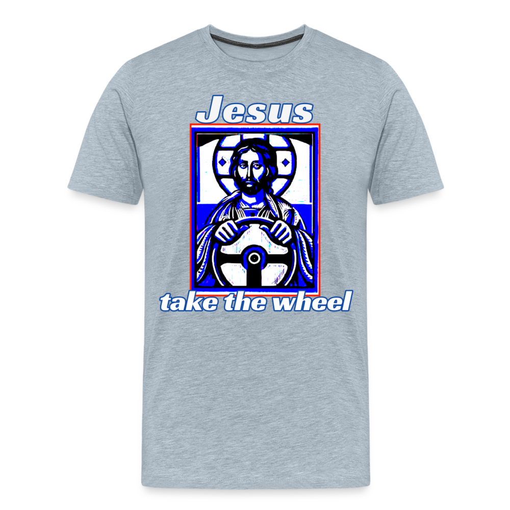 Jesus Take The Wheel Shirt | Premium Mens Graphic Tee - heather ice blue