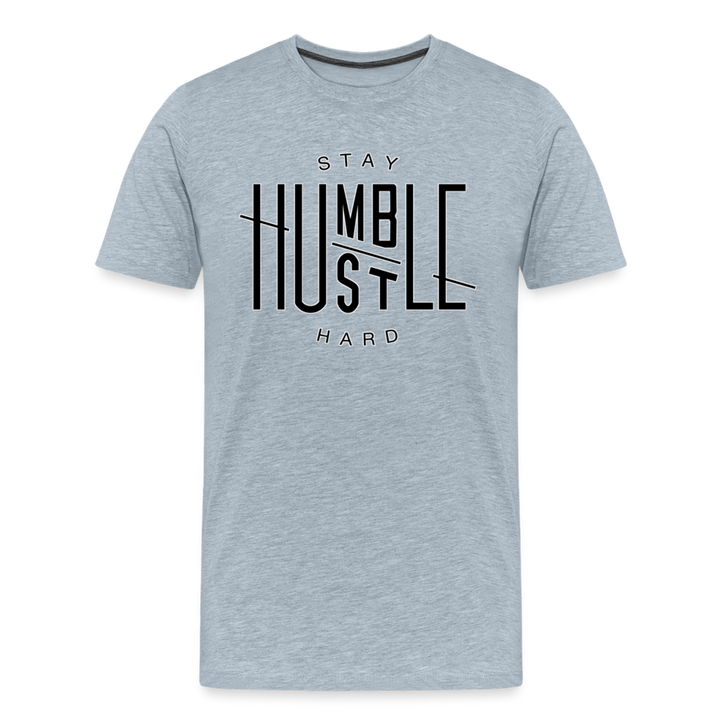 Hustle Hard Shirt | Premium Mens Graphic Tee - heather ice blue