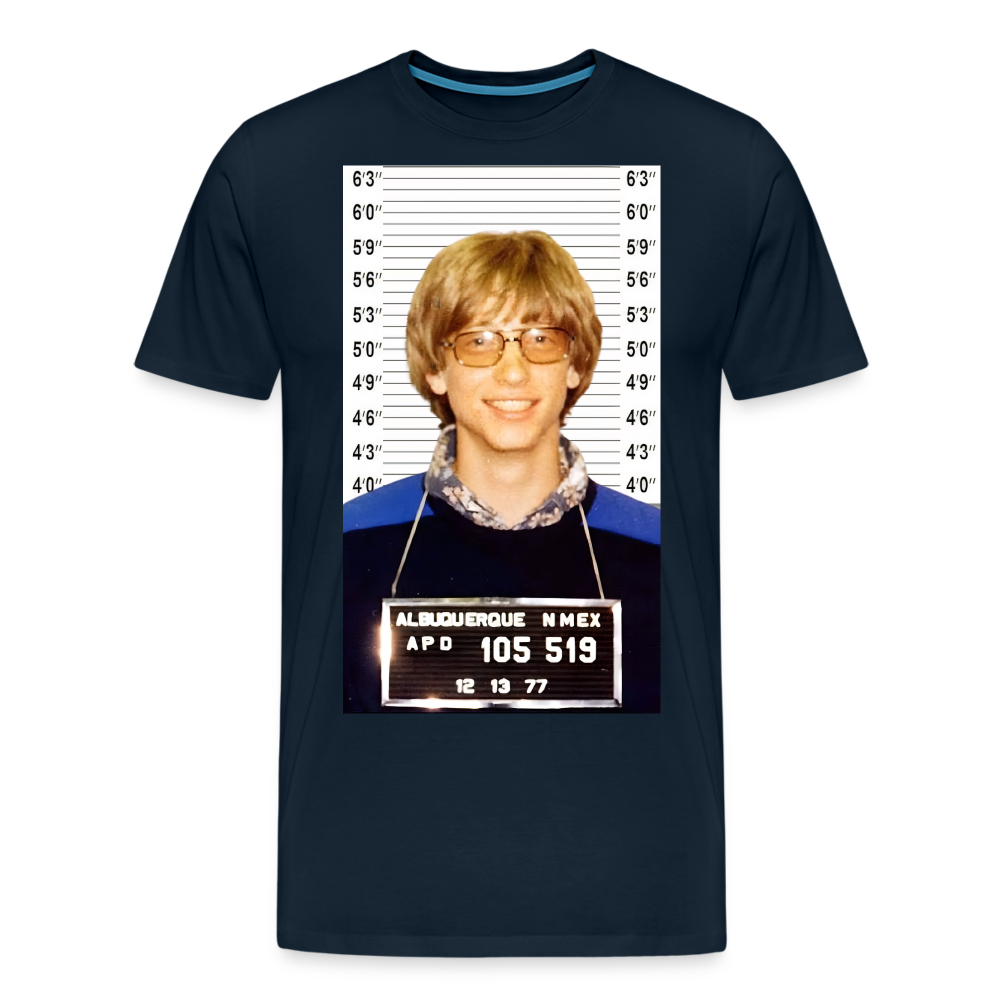 Bill Gates Mugshot Shirt | Premium Mens Graphic Tee - deep navy