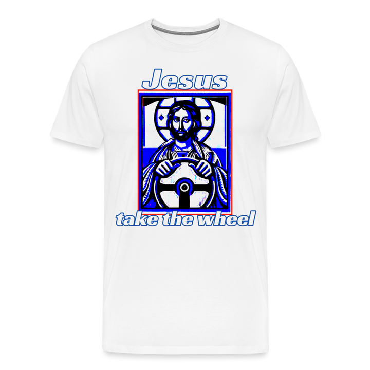 Jesus Take The Wheel Shirt | Premium Mens Graphic Tee - white