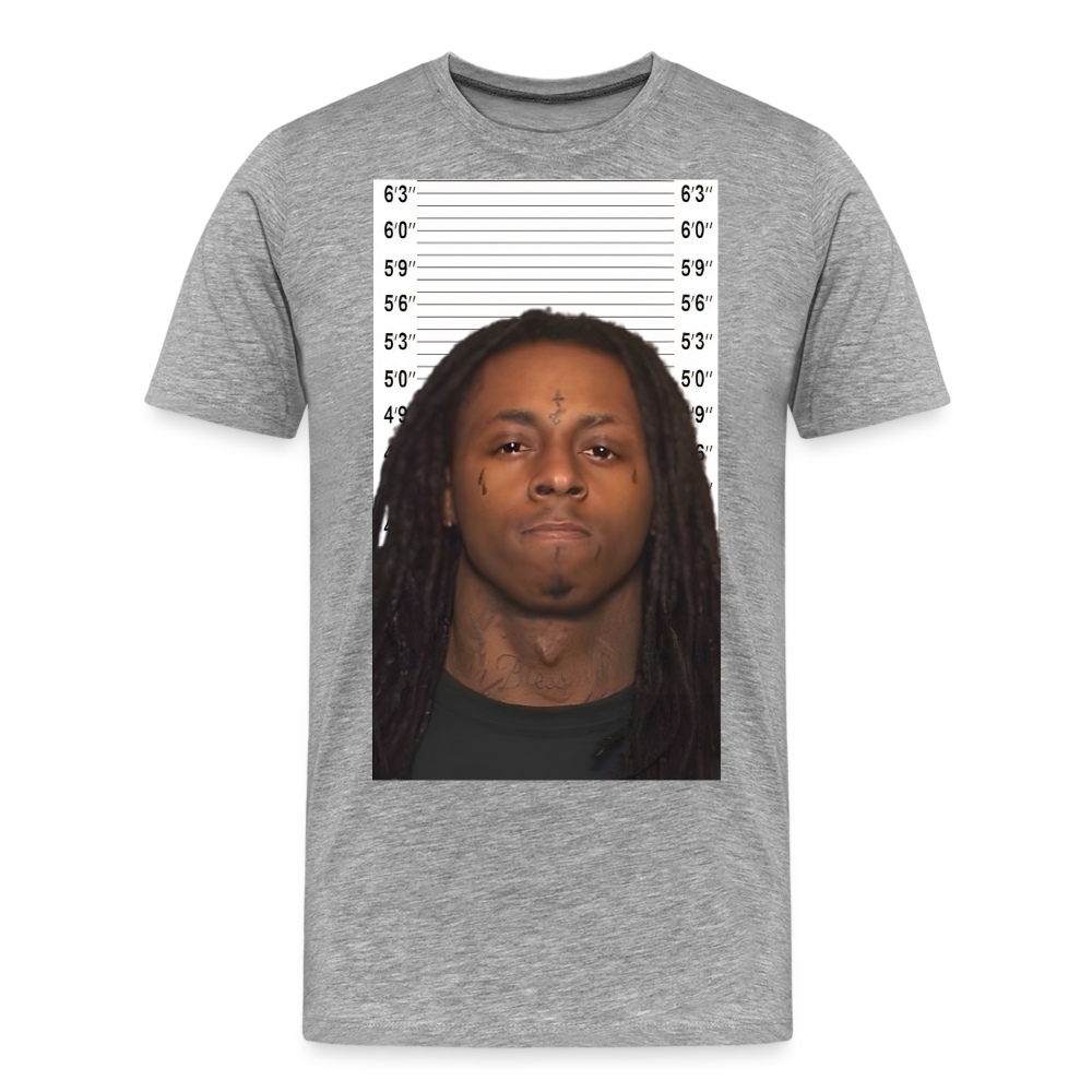 Lil Wayne Mugshot Shirt | Premium Mens Graphic Tee - heather gray