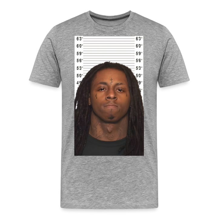 Lil Wayne Mugshot Shirt | Premium Mens Graphic Tee - heather gray
