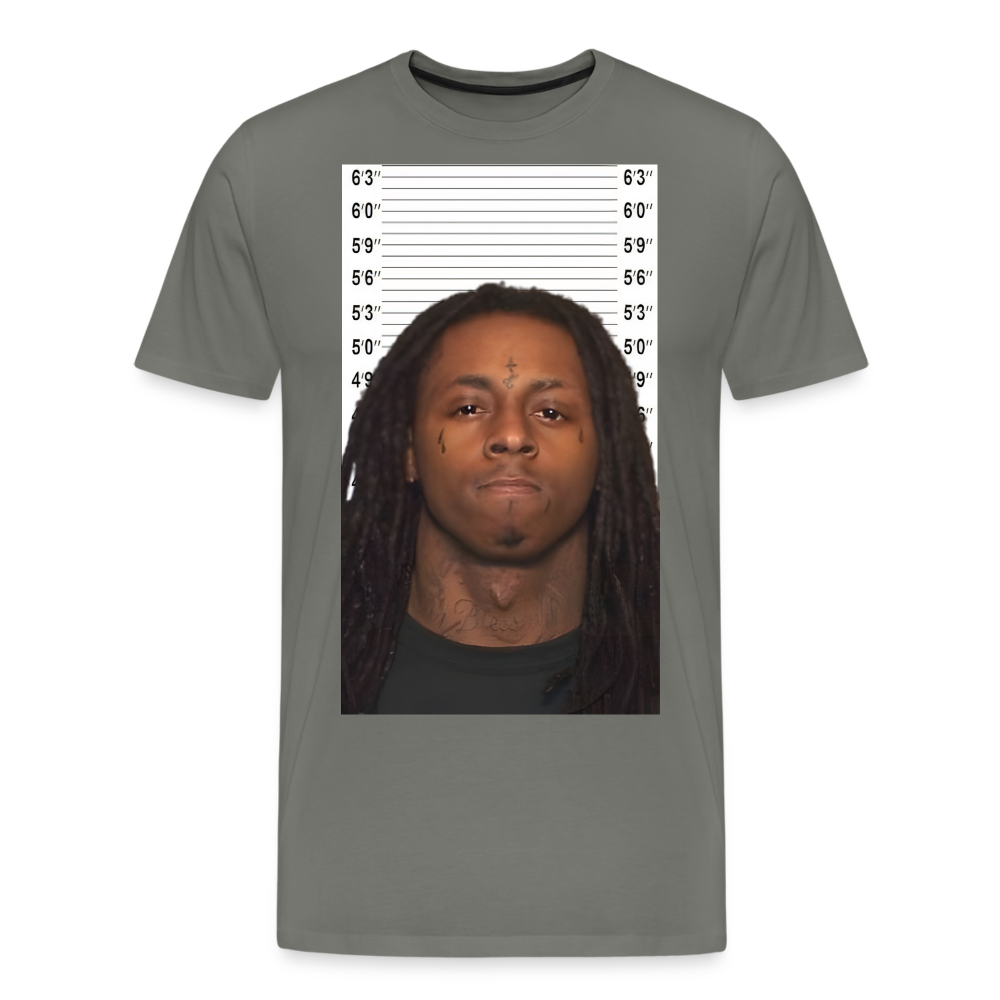 Lil Wayne Mugshot Shirt | Premium Mens Graphic Tee - asphalt gray