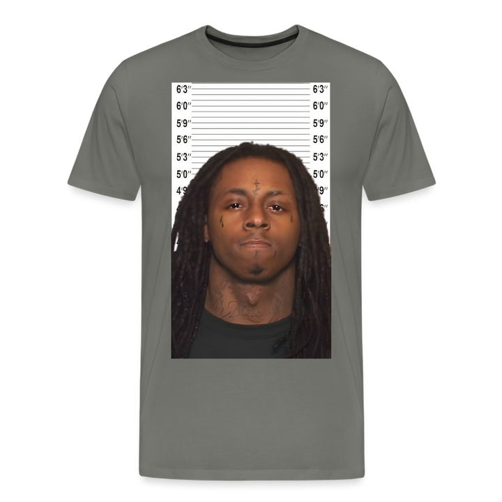 Lil Wayne Mugshot Shirt | Premium Mens Graphic Tee - asphalt gray
