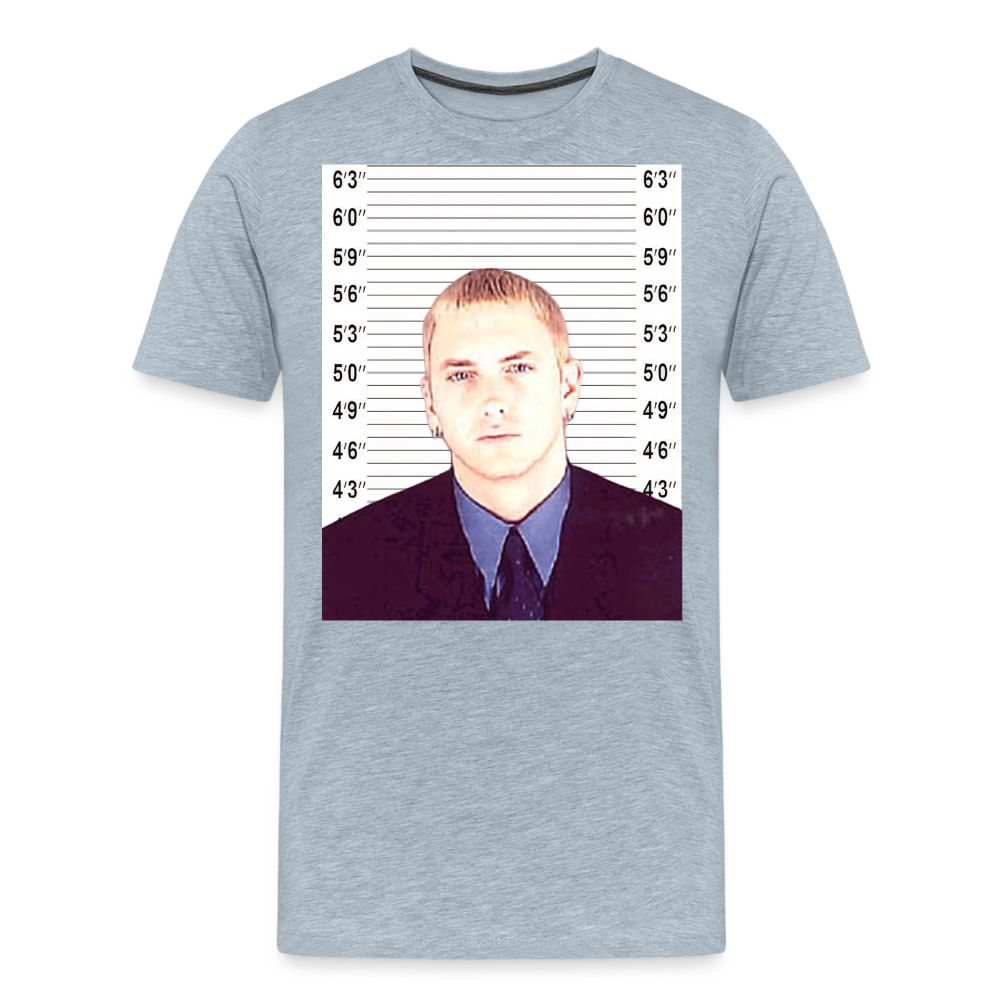 Eminem Mugshot Shirt | Premium Mens Graphic Tee - heather ice blue