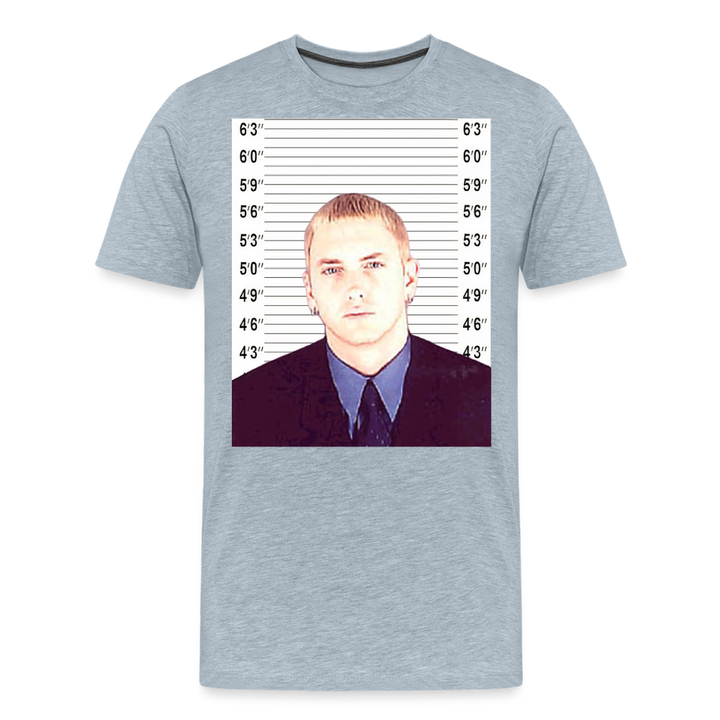 Eminem Mugshot Shirt | Premium Mens Graphic Tee - heather ice blue