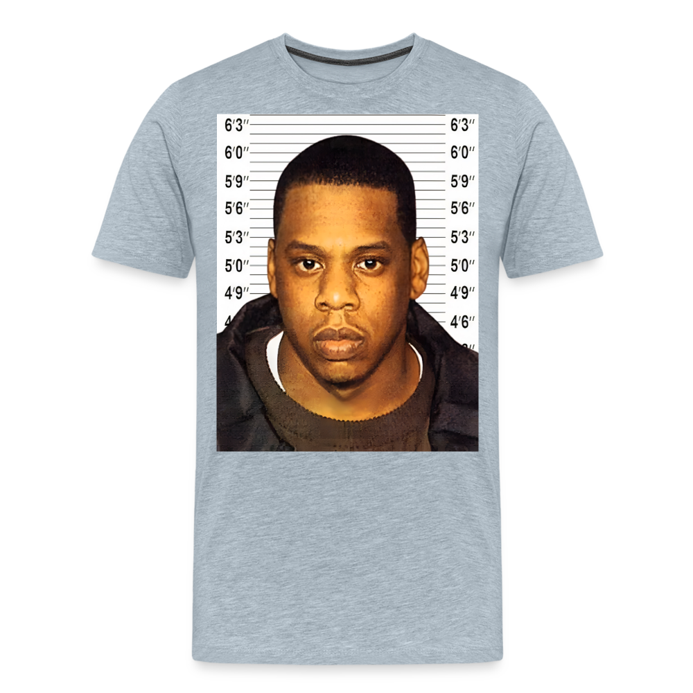 Jay-Z Mugshot Shirt | Premium Mens Graphic Tee - heather ice blue