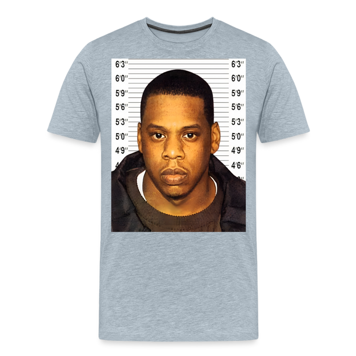 Jay-Z Mugshot Shirt | Premium Mens Graphic Tee - heather ice blue