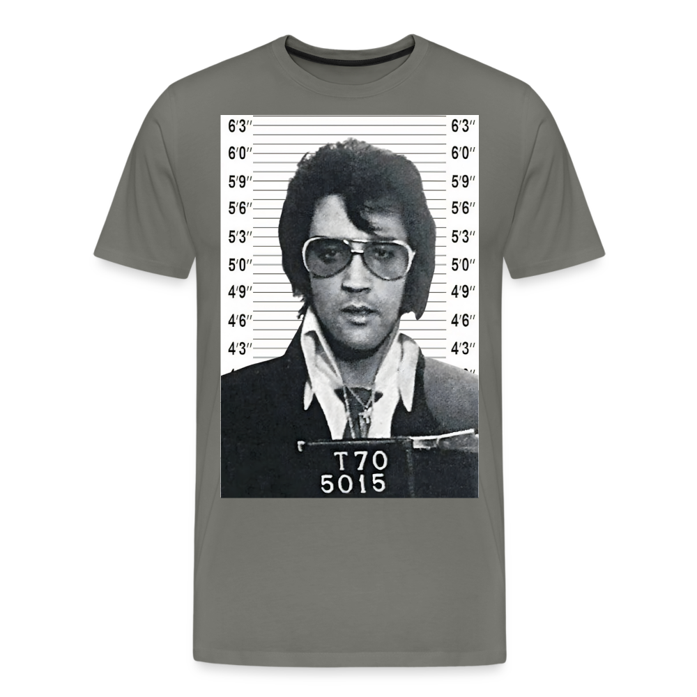 Elvis Mugshot Shirt | Premium Mens Graphic Tee - asphalt gray