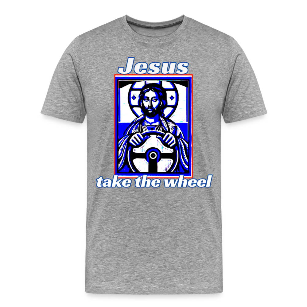 Jesus Take The Wheel Shirt | Premium Mens Graphic Tee - heather gray