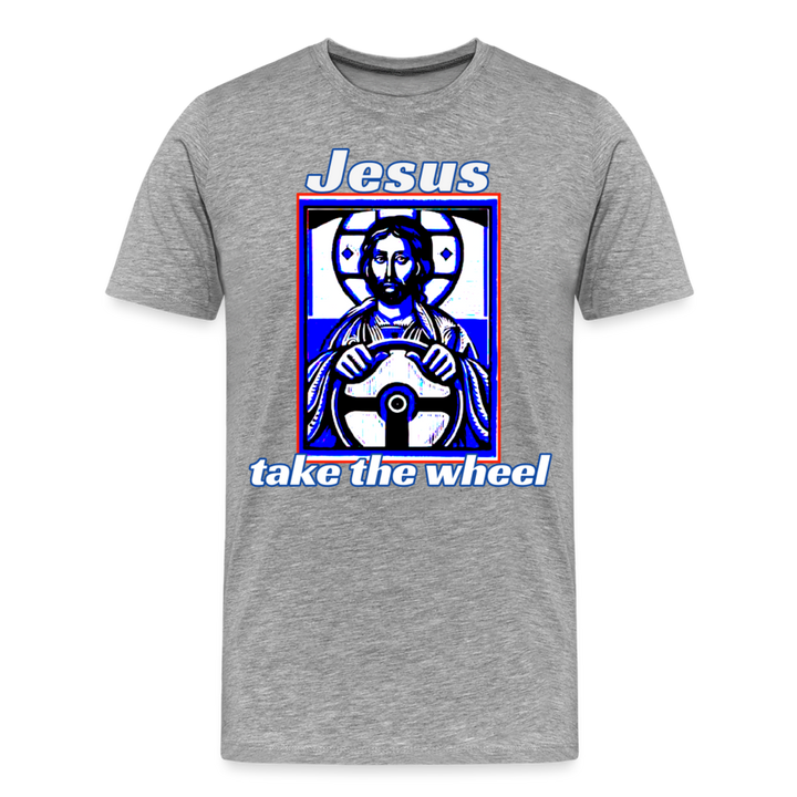 Jesus Take The Wheel Shirt | Premium Mens Graphic Tee - heather gray