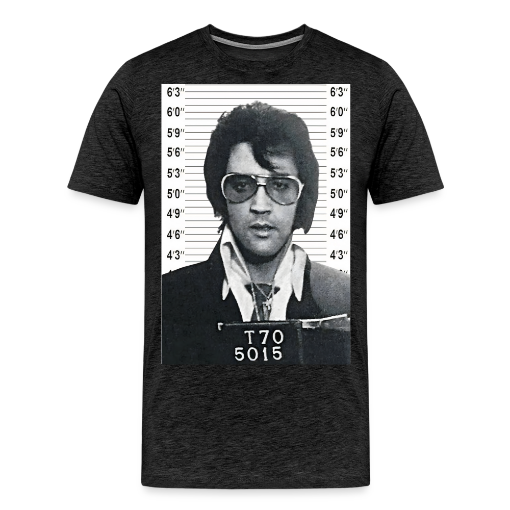 Elvis Mugshot Shirt | Premium Mens Graphic Tee - charcoal grey