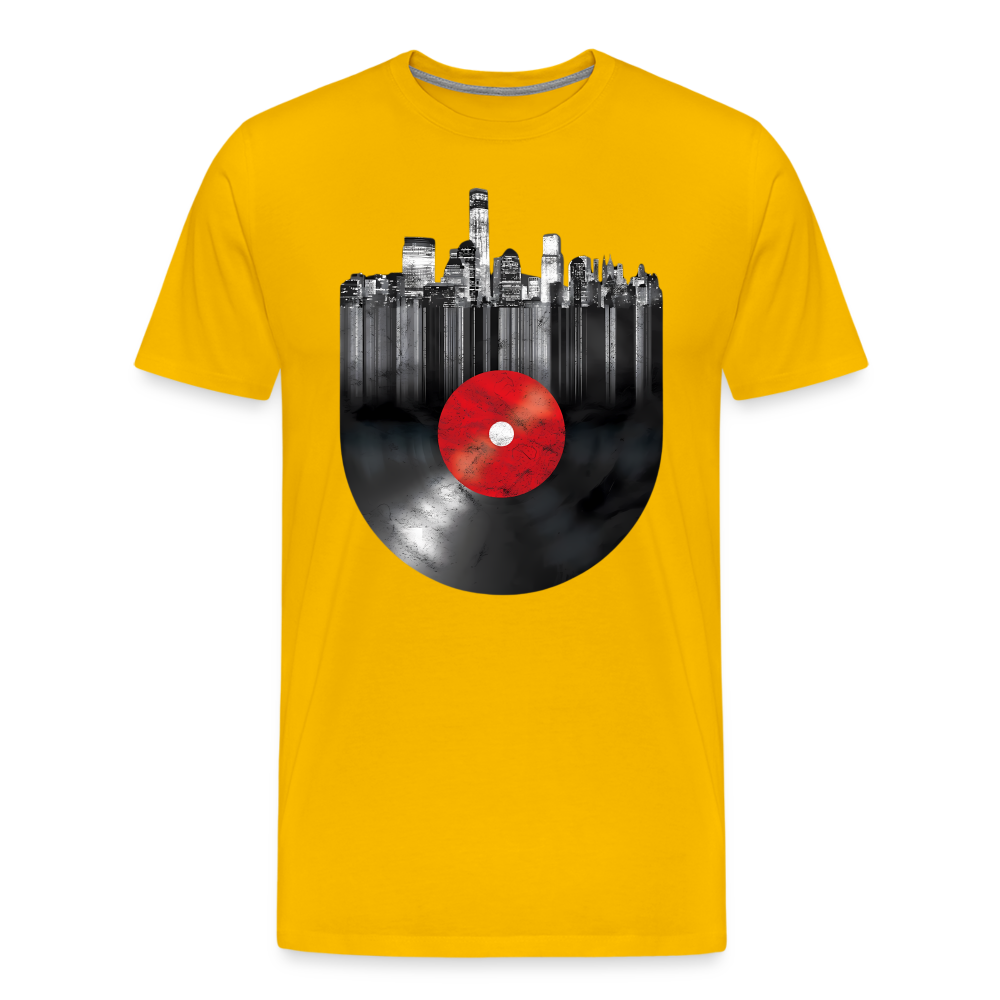 Record City Skyline v3 Shirt | Premium Mens Graphic Tee - sun yellow